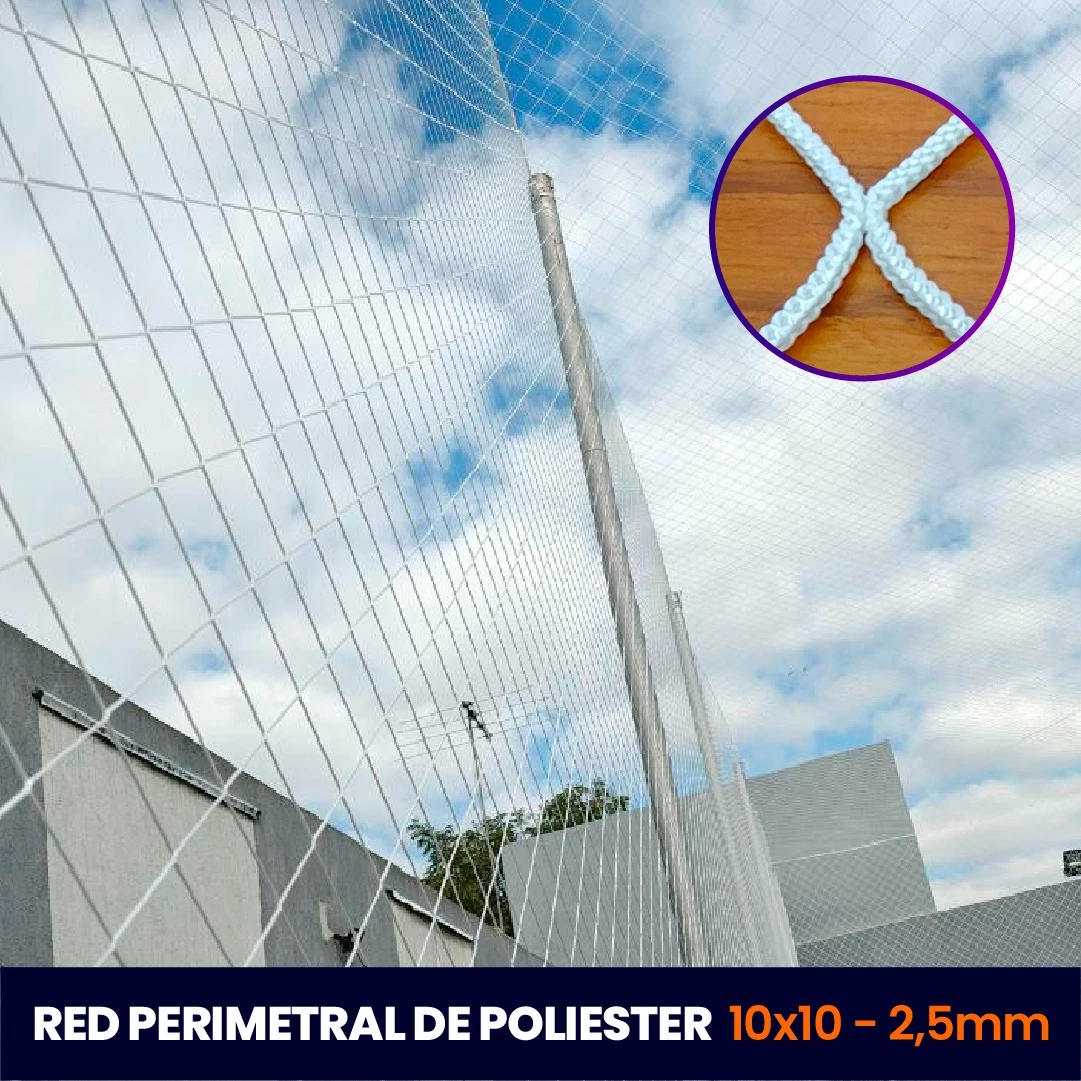 Red perimetral para cancha de futbol- 10x10 - 2.5mm - Blanco - 10m²